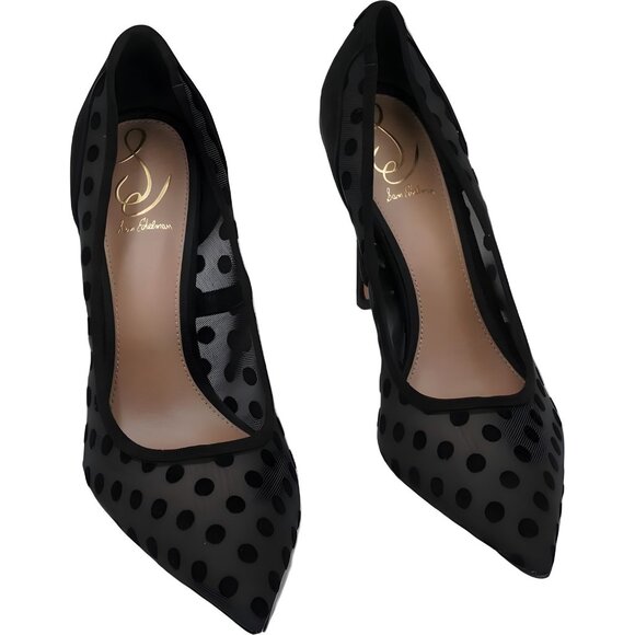 Sam Edelman Hazel Pointed Toe Polka Dot Mesh Pumps Black 8.5M US EU 39 - Picture 1 of 6